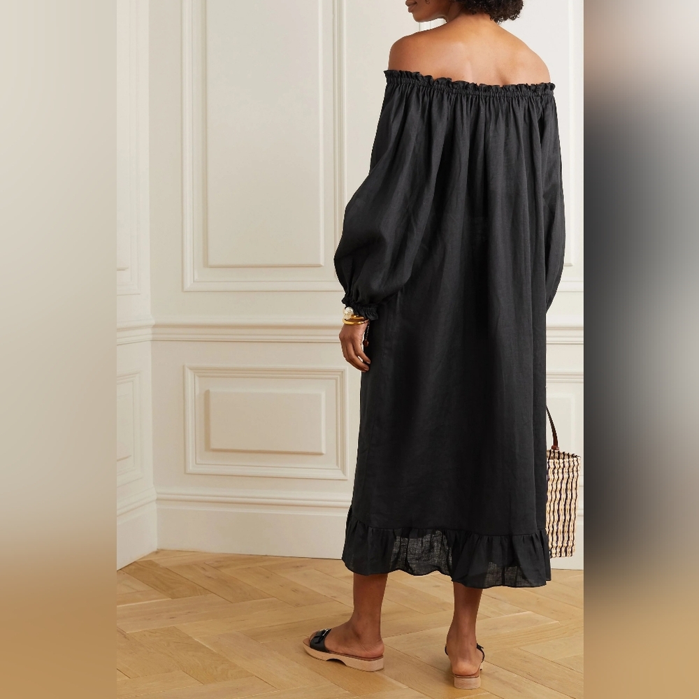 Sleeper 100% silk lounge dress in caviar black - Picture 5 of 10